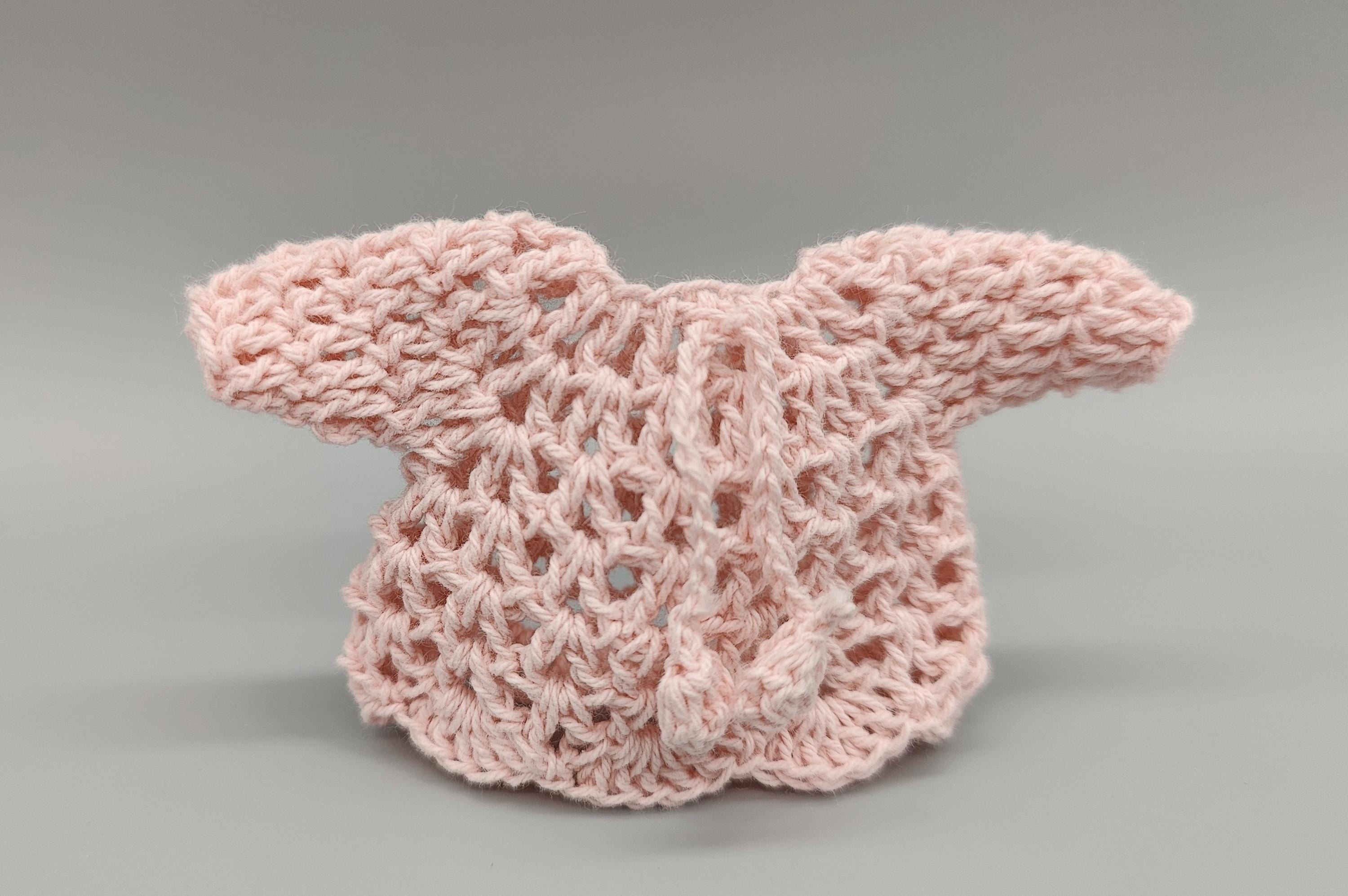 Baby pink knit crochet mini sweater with cute drawstrings, baby shower favors, event favors, crochet favors, newborn favors, Set of 6