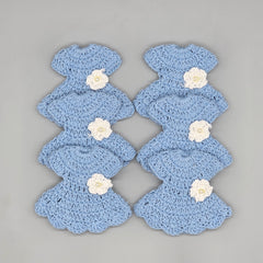 Set of 6 Baby Blue Crochet Dress Favors | Mini Dress Hanging Decor | Christening Baptism Shower Decor