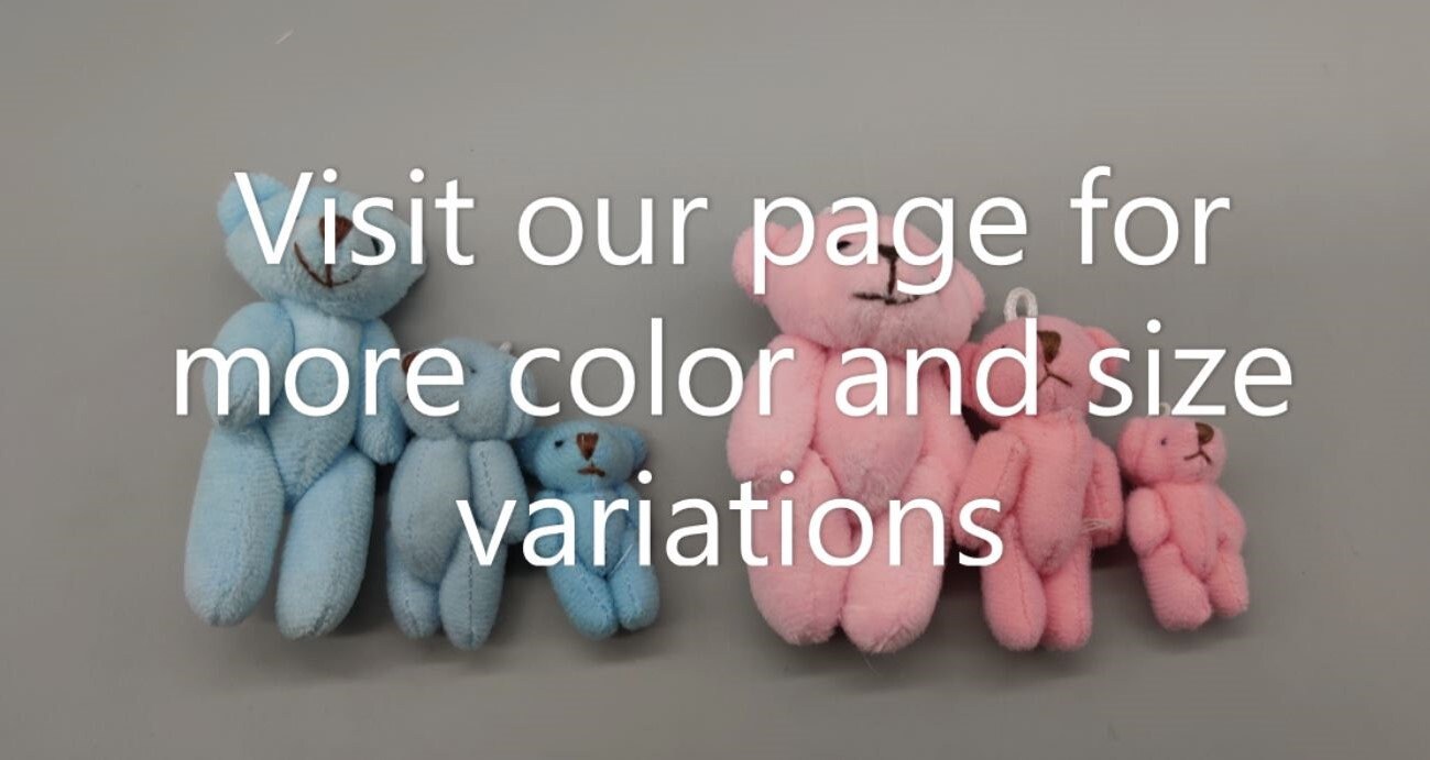 Set of 2 Mini Plush Teddy Bears Favors Toys - Pink Little Bear - Stuffed Animal - Baby Shower or Baby Welcome Party - Choose from 3 sizes