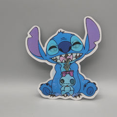 Lenticular 3D Stitch Sticker | Happy to Sad Animated Lilo & Stitch Decal | Morphing Stitch Voodoo Doll |Use on Water Bottle Laptop or Car