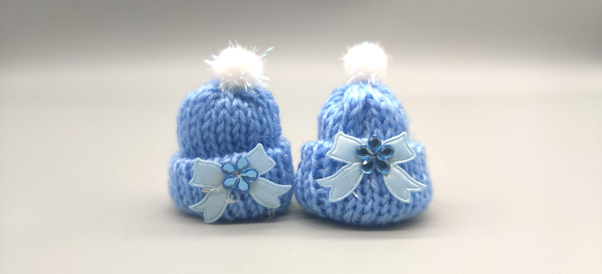 Baby Blue Mini Crochet Beanie, Mini Beanie Favors, Baby Shower Favors, Mini Hat, Baby Welcome Favors, Knit Favors, Crochet Favors, Set of 6
