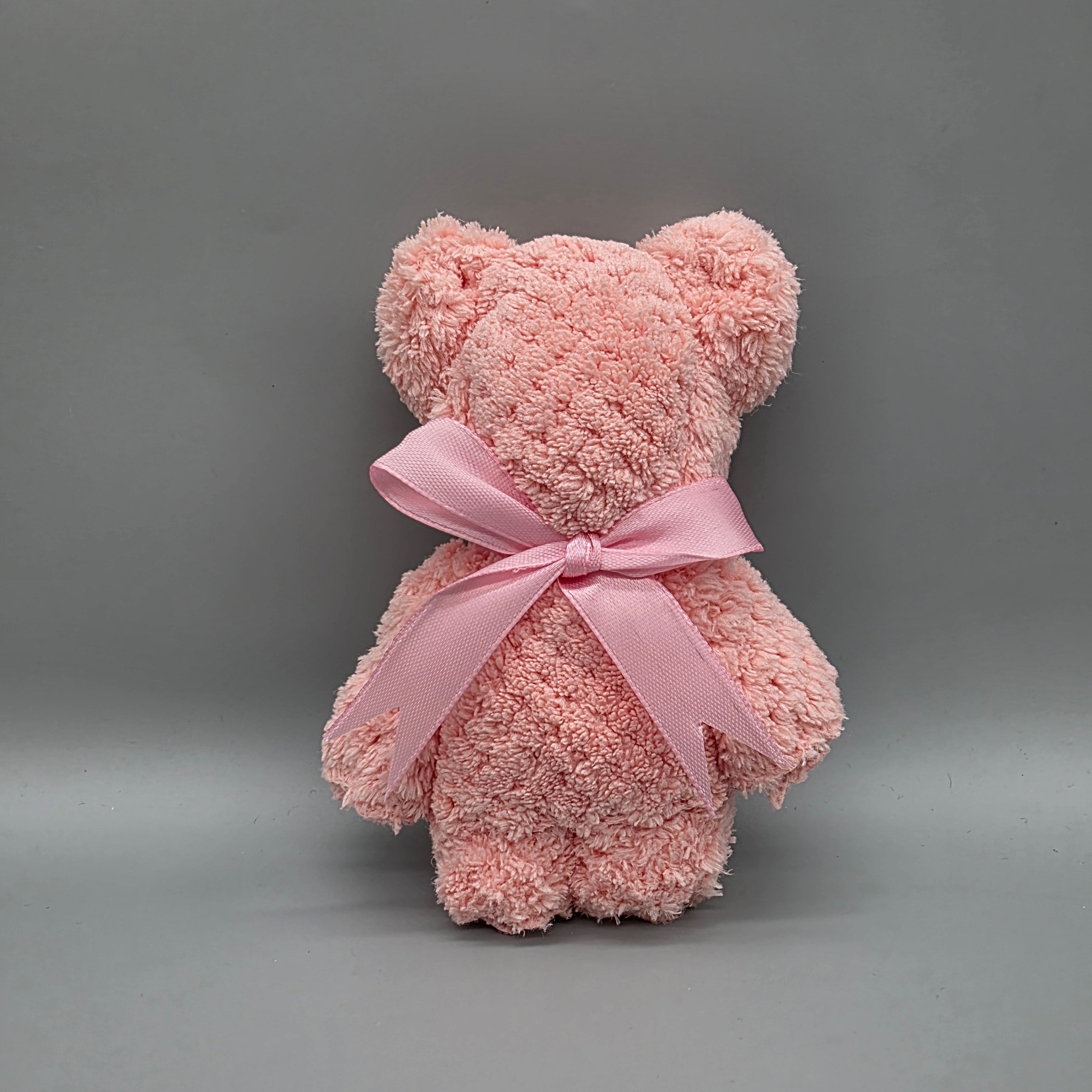 Chic Teddy Bear Towel Favors | Set of 6 Luxury Microfiber Baby Shower Gifts | Frosted Bag