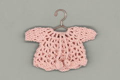 Baby pink knit crochet mini sweater with cute drawstrings, baby shower favors, event favors, crochet favors, newborn favors, Set of 6