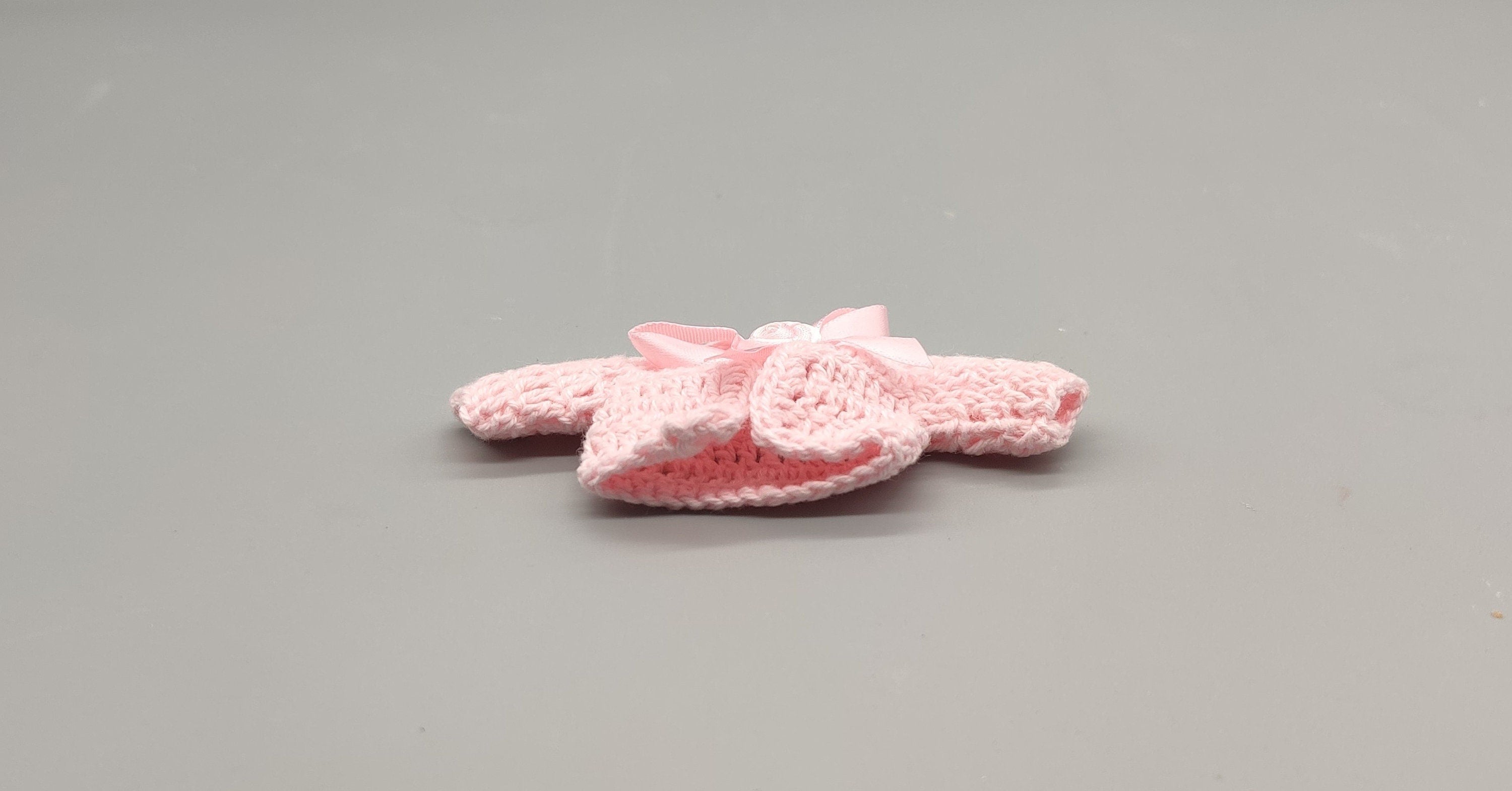 Crochet mini jacket, baby pink with pink accent bow, cute favors, baby shower, baby welcome, crochet favors, Set of 6