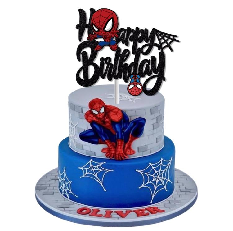 Custom Spidey Superhero Happy Birthday Cake Topper - Little Web-Slinger Superhero inspired cake topper