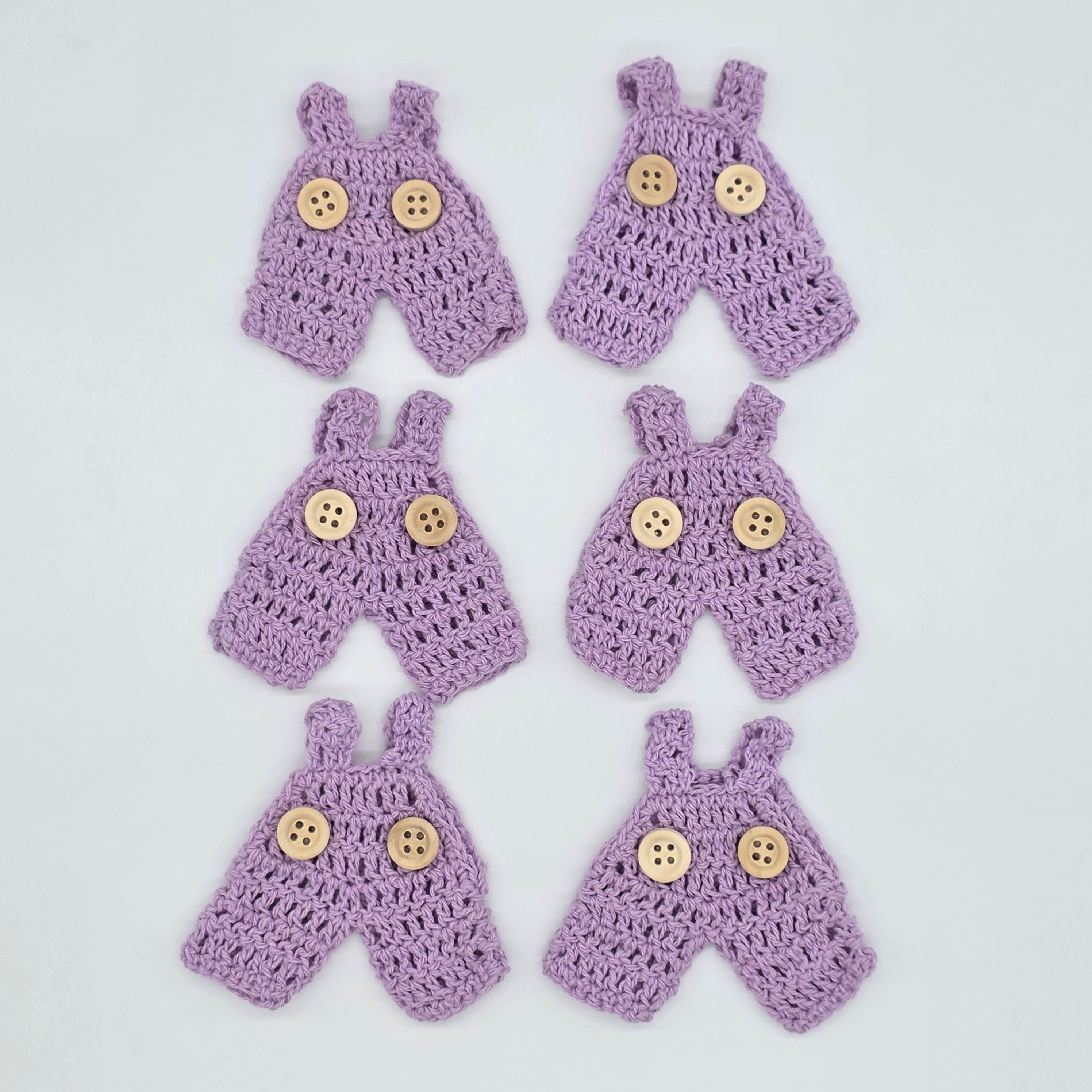 Tiny Crochet Lilac Overalls | Unique Party Gift & Party Favors for Baby Showers & Birthdays