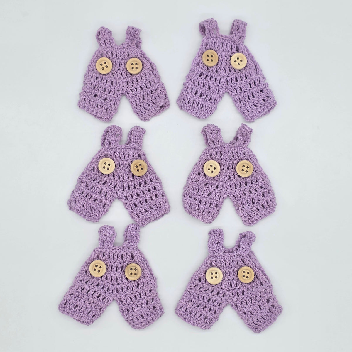 Tiny Crochet Lilac Overalls | Unique Party Gift & Party Favors for Baby Showers & Birthdays