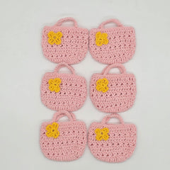 Pink Crochet Mini Purse Party Favors for Baby Shower, Set of 6 Cute Mini Handbags, Gender Reveal Quinceanera Wedding Table Decor Gift Bag