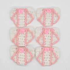 Mini Crochet Baby Diaper Party Gifts - Handmade Pink & White Party Favor Diapers for Baby Shower, Gender Reveal, Crafts & Keepsakes - 6 pcs