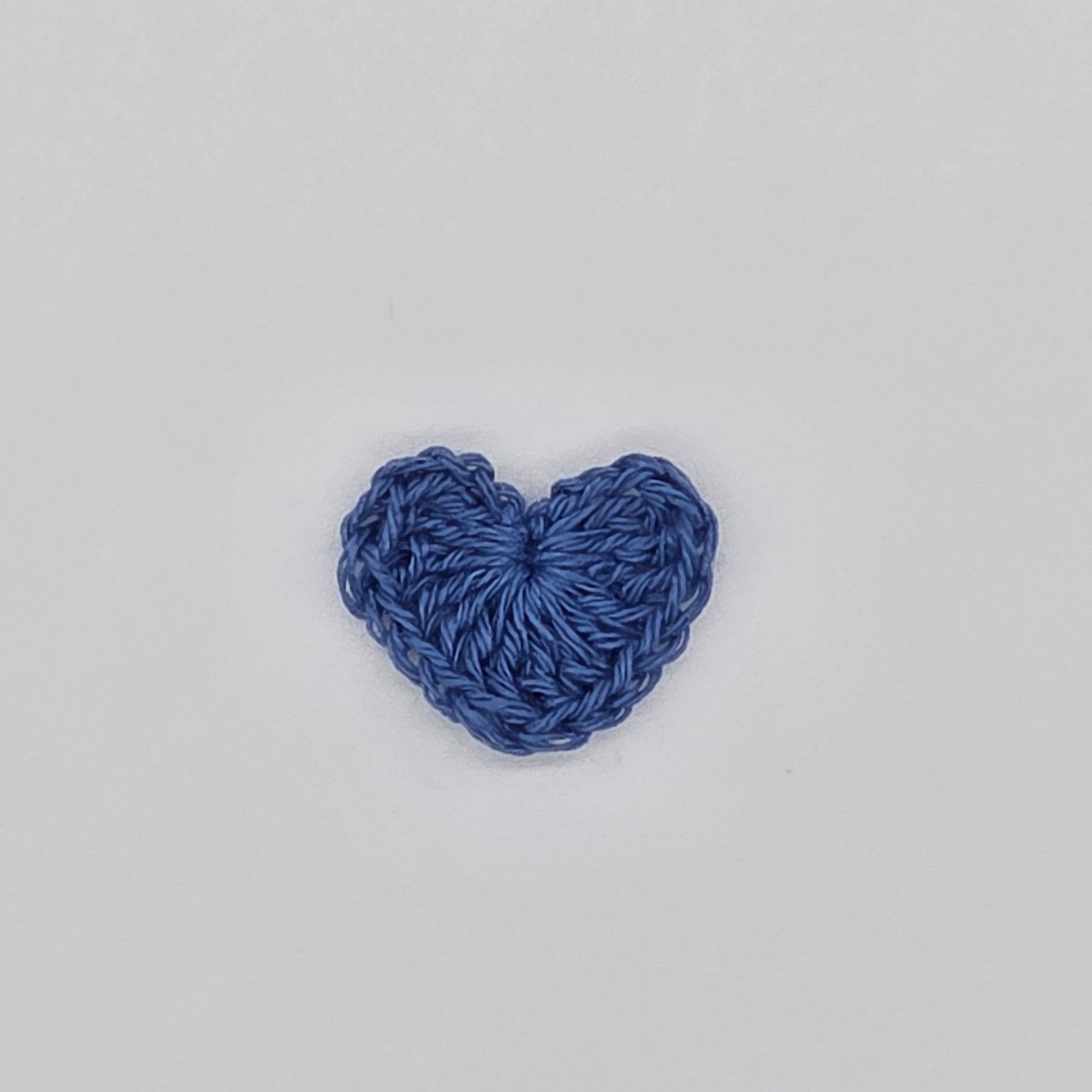 Set of 12 Tiny Blue Crochet Hearts - 1 inch Mini Hand-Stitched Appliques for Scrapbooking, Crafts & Table Scatter