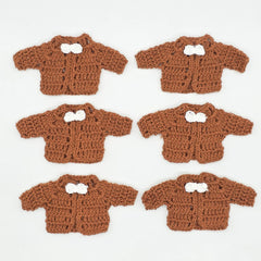Boho Baby Shower Favors Mini Crochet Brown Jackets Bow Tie Decor Set of 6
