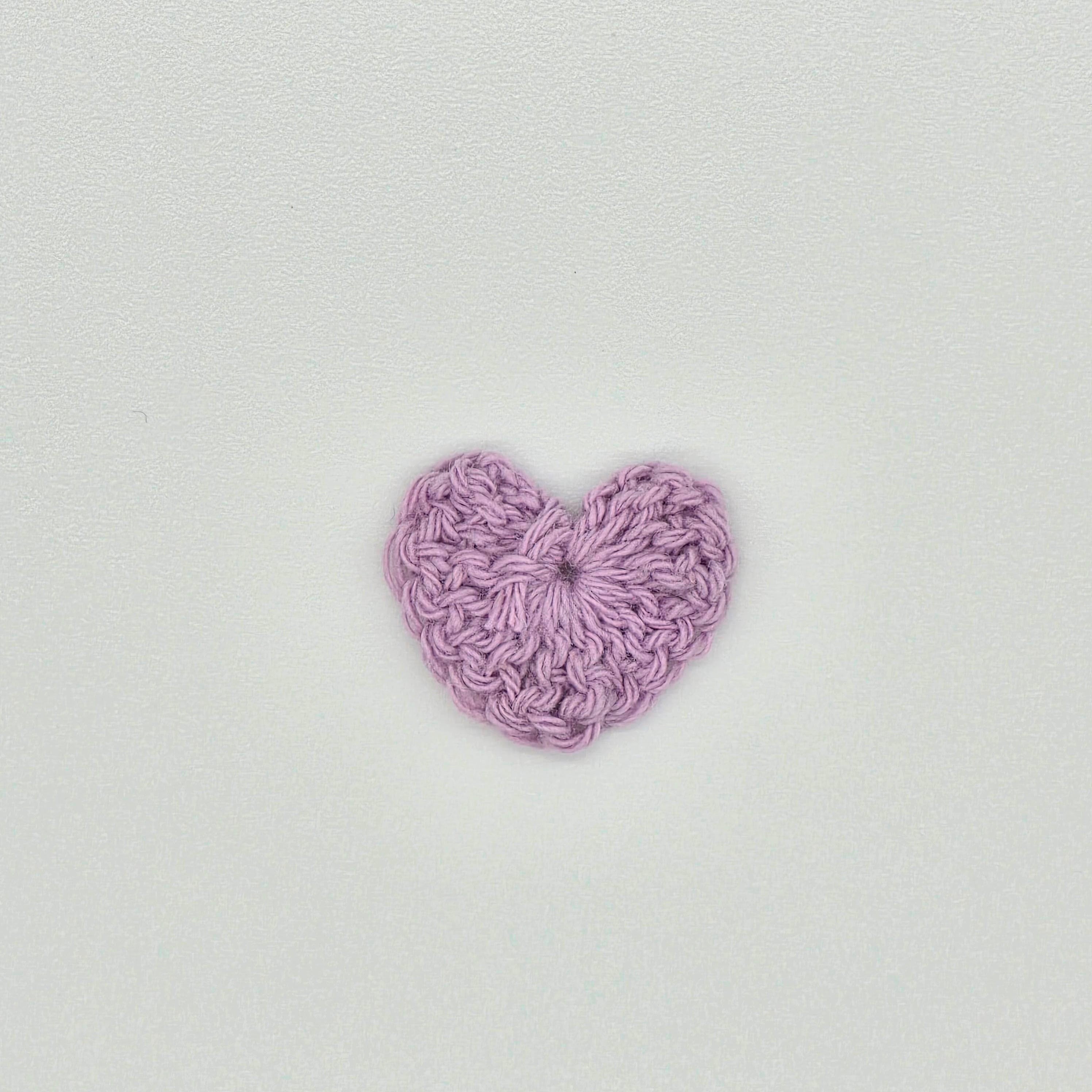 Tiny Lilac Crochet Hearts 1" Appliques, Set of 12 Tiny Yarn Hearts for Scrapbooking, Sewing, Crafts & Valentine's Day
