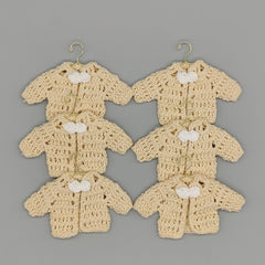Set of 6 Mini Crochet Baby Jacket Favors, Baby Shower Gifts, Baby Boy Christening Favors, Baby Cream Keepsake, Handmade Nursery Decor