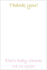 Personalized Pink Mini Crochet Baby Favors with Engraved Charm & sealed with card, Set of 6, Heart, Cross, Dove charms, Baby shower, baptism