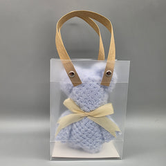 Chic Teddy Bear Towel Favors | Set of 6 Luxury Microfiber Baby Shower Gifts | Frosted Bag