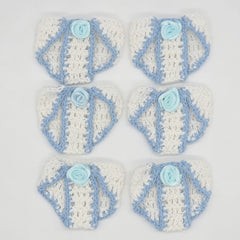 Mini Crochet Baby Diaper Party Gifts - Handmade Blue & White Party Favor Diapers for Baby Shower, Gender Reveal, Crafts & Keepsakes - 6 pcs