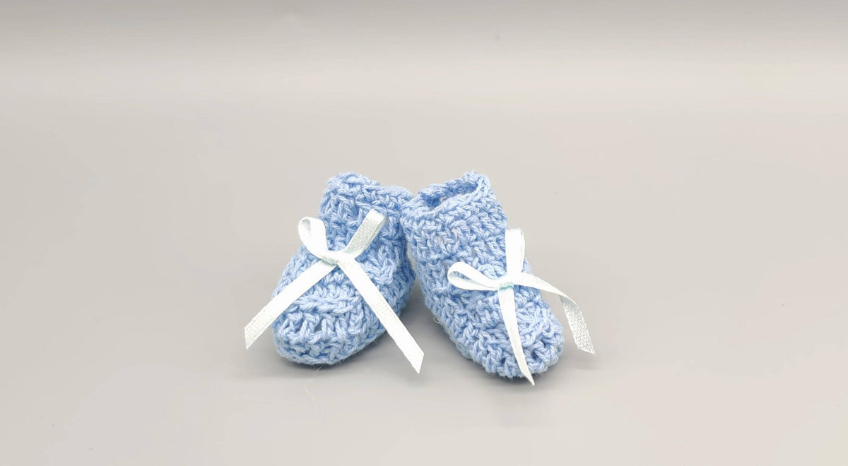 Baby Blue Baby Booties, Baby Shoe Favors, Baby Shower Favors, Baby Welcome Favors, Knit Favors, Crochet Favors, 6 Pairs