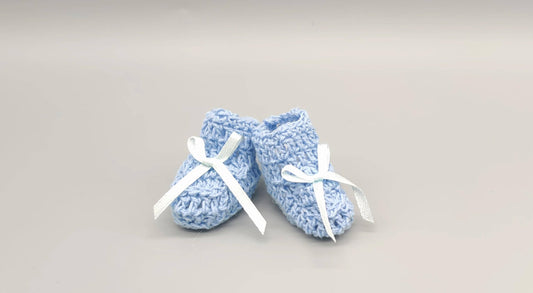 Baby Blue Baby Booties, Baby Shoe Favors, Baby Shower Favors, Baby Welcome Favors, Knit Favors, Crochet Favors, 6 Pairs