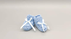 Baby Blue Baby Booties, Baby Shoe Favors, Baby Shower Favors, Baby Welcome Favors, Knit Favors, Crochet Favors, 6 Pairs