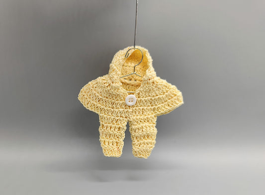 Set of 6 - Baby Jumper Onsie with Hoodie, Baby shower favors, Baby Yellow, Baby welcome favors, Jumper favors, Crochet favor, party favor