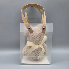 Chic Teddy Bear Towel Favors | Set of 6 Luxury Microfiber Baby Shower Gifts | Frosted Bag