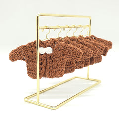 Boho Baby Shower Favors Mini Crochet Brown Jackets Bow Tie Decor Set of 6