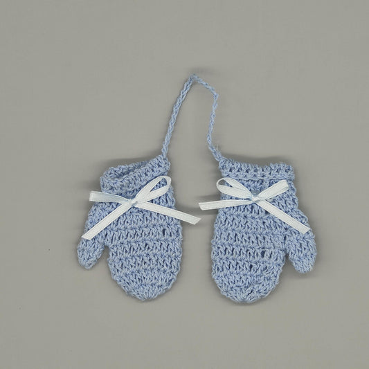 Mini Crochet Baby Mittens Favor - Baby Boy Shower Keepsake - Set of 5 Pairs - Hand-Stitched Mitten Party Favor