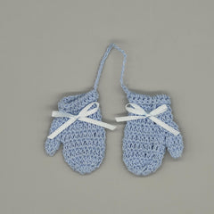 Mini Crochet Baby Mittens Favor - Baby Boy Shower Keepsake - Set of 5 Pairs - Hand-Stitched Mitten Party Favor