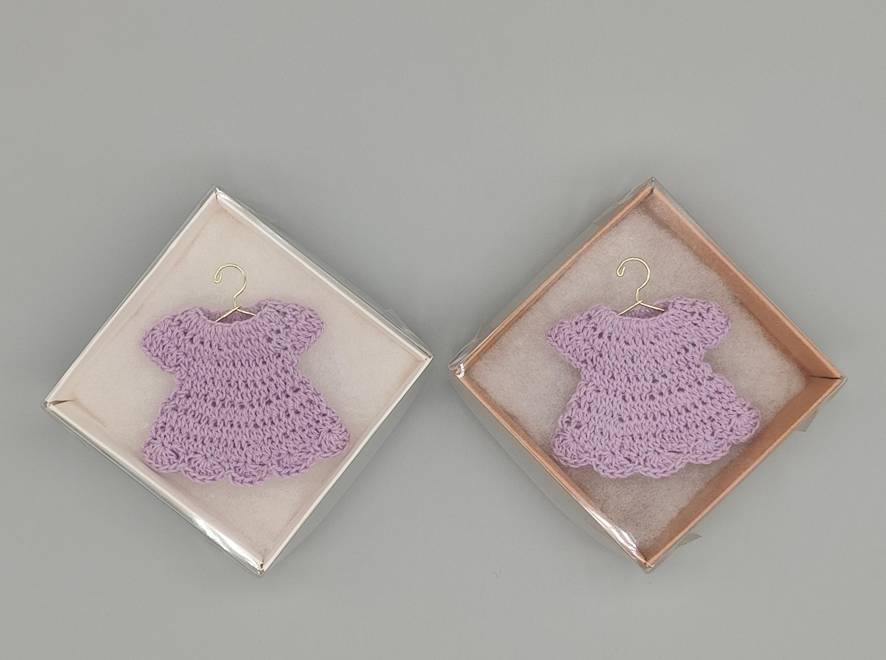 Crochet Lilac Dress Party Favors - Set of 6 - Baby Shower Keepsakes