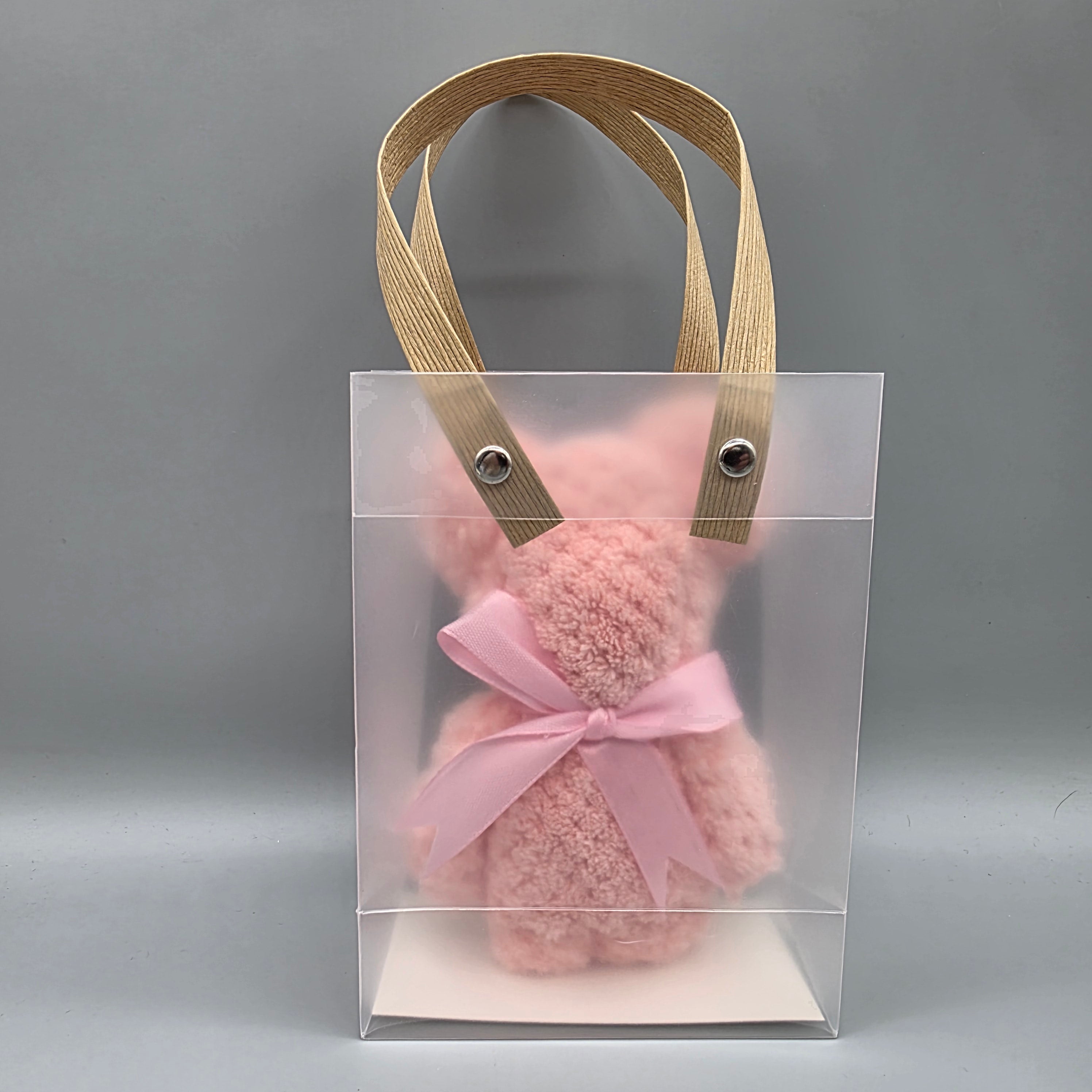 Chic Teddy Bear Towel Favors | Set of 6 Luxury Microfiber Baby Shower Gifts | Frosted Bag