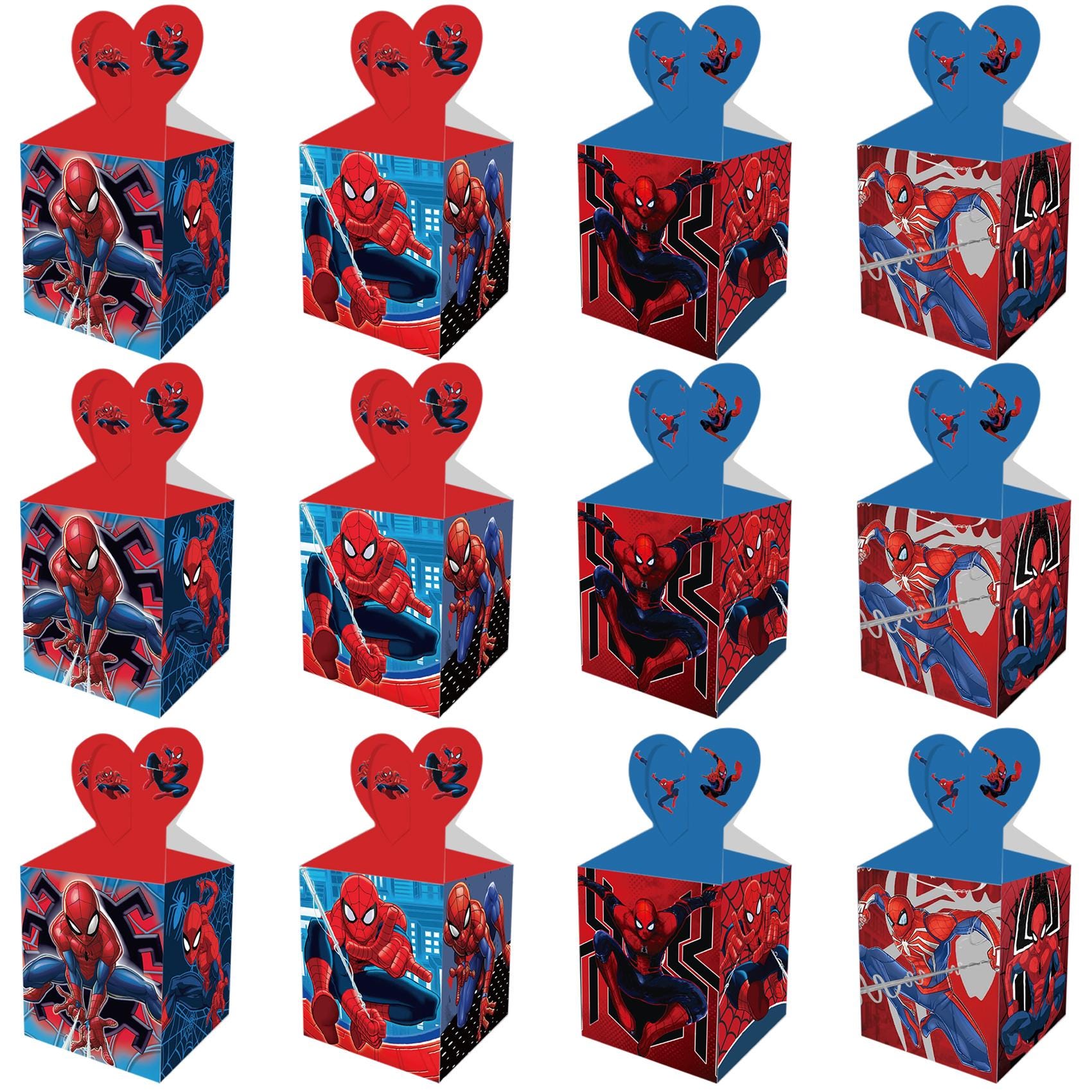 Set of 12 Spider-Man Inspired Favor Boxes, Superhero Party, Spiderman Birthday, Treat Box, Goodie Box, Comic Book Party, Kids Party Favors