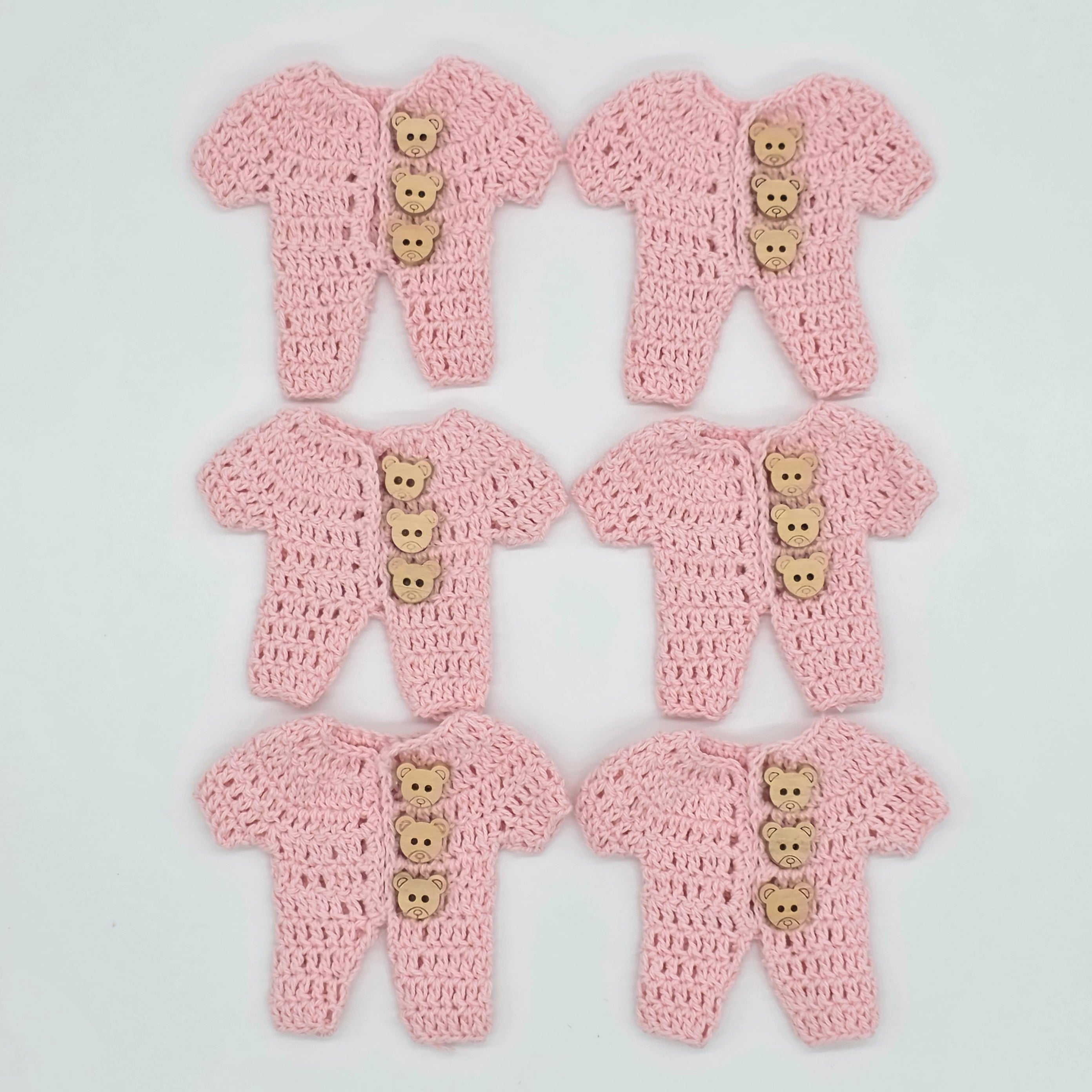 Pink Crochet Party Favor with teddy bear charms - The Cutest Mini Party Gift Set for Baby Showers & Birthdays - Set of 6