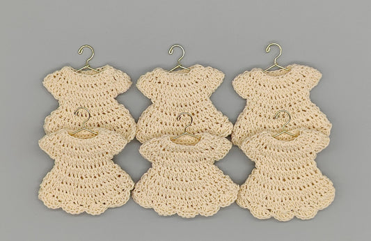 Little Cream Dress Baby Shower Favors or quinceañera keepsakes - Set of 6 with Hangers & Rack Option - Tiny party favors for your guests