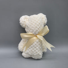 Chic Teddy Bear Towel Favors | Set of 6 Luxury Microfiber Baby Shower Gifts | Frosted Bag