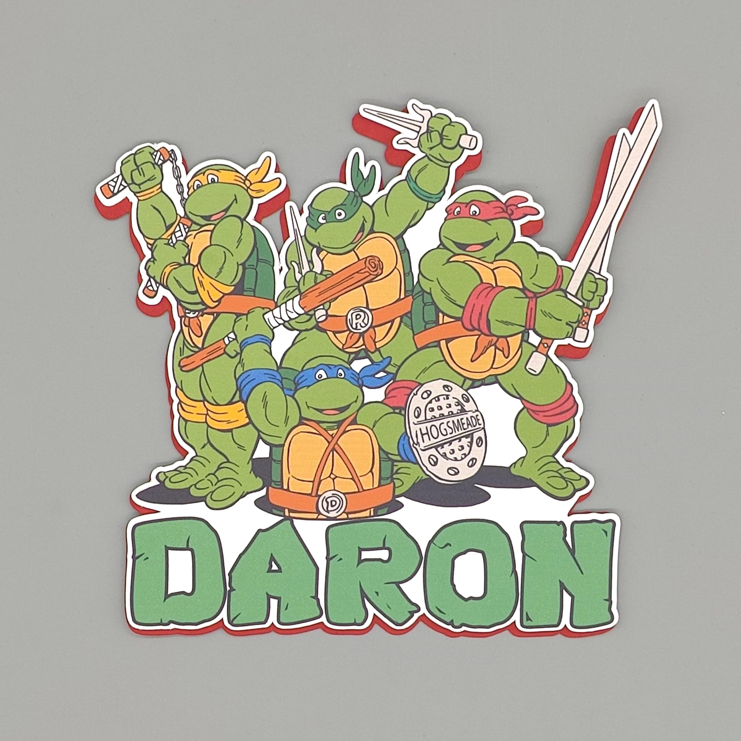 Cowabunga! Custom TMNT Birthday Cake Topper with distinct red silhouette offset layer