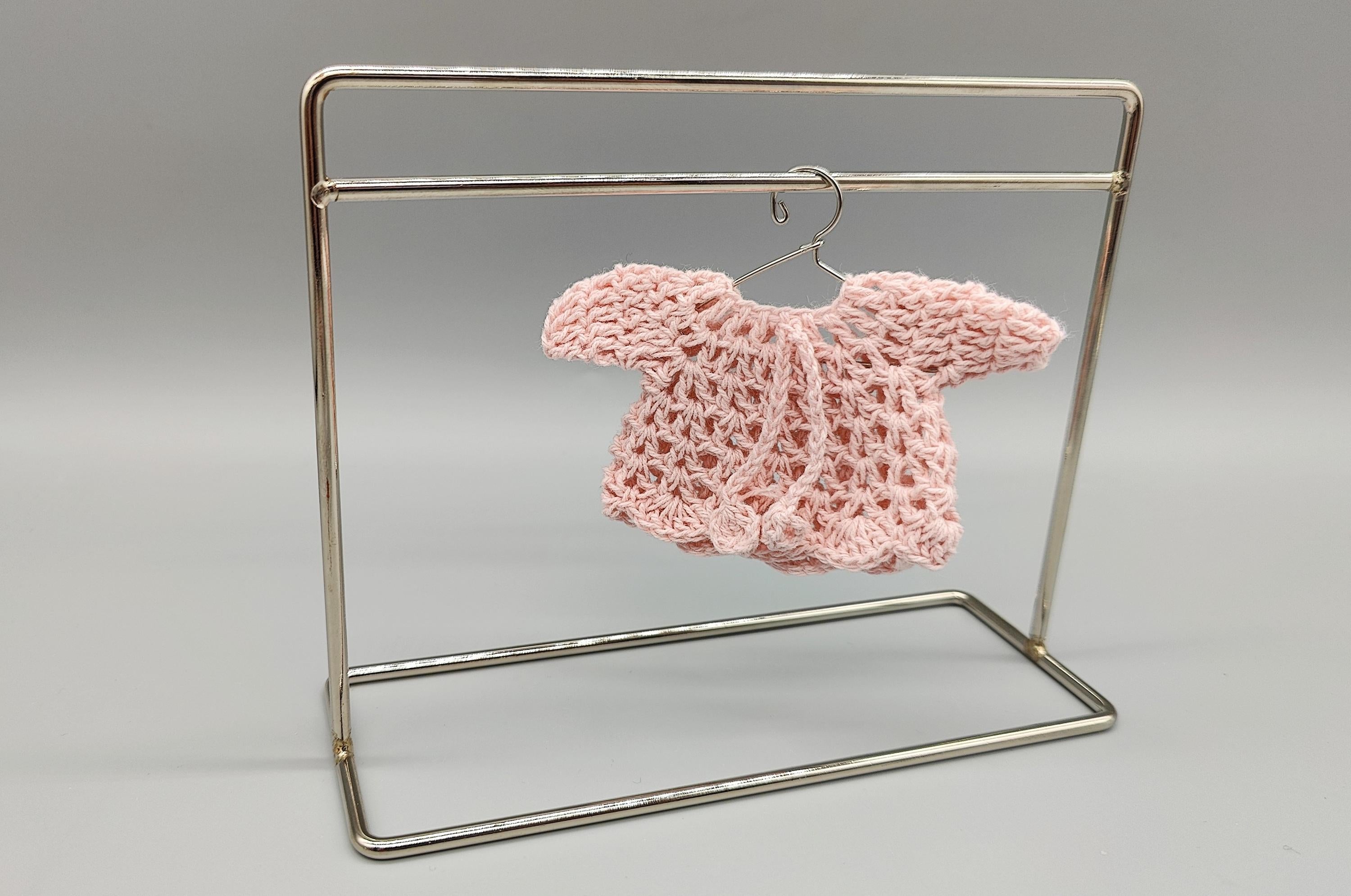 Baby pink knit crochet mini sweater with cute drawstrings, baby shower favors, event favors, crochet favors, newborn favors, Set of 6