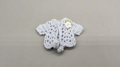 Baby blue knit crochet mini jacket with floral design, cute favors, baby shower, baby welcome, crochet favors, baby shower favours, Set of 6