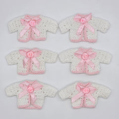 Handmade Tiny Crochet Baby Pink Party Favors – 6pc Mini Sweater Party Gift Set for Baby Showers, Baptism & Gender Reveal