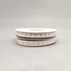 Baby Pink Grosgrain Ribbon – Footprint, Ducky, Pacifier – 25 Yards