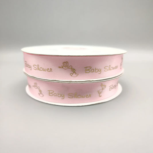Baby Shower Ribbon – Baby Blue or Pink Stork Ribbon, 25 Yards