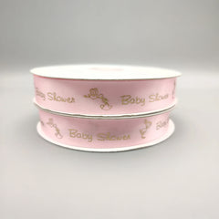 Baby Shower Ribbon – Baby Blue or Pink Stork Ribbon, 25 Yards