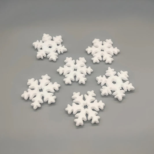Foam Snowflakes – 6pc Styrofoam Snowflake Decorations, 4" Winter Craft