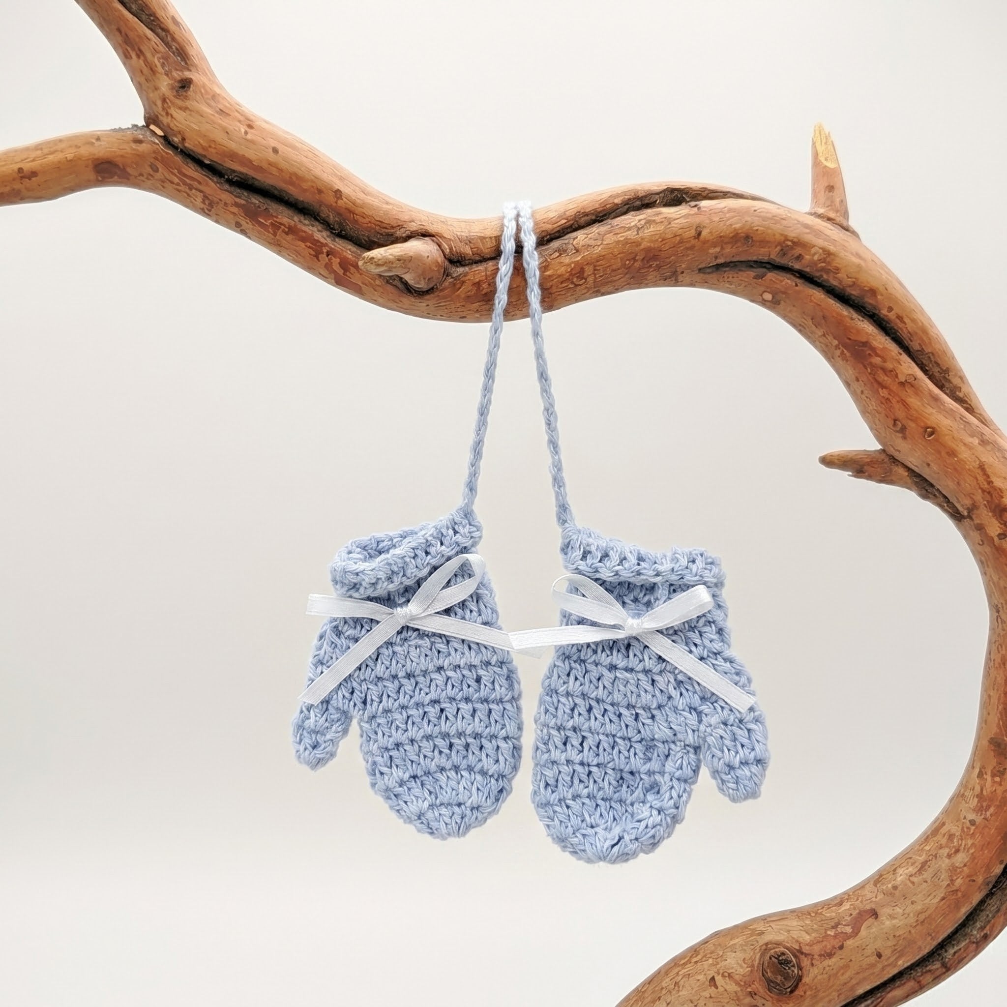 5-Pack Tiny Crochet Baby Mittens - Baby Blue Party Gift & Party Favors for Baby Showers & Gender Reveals - Handmade Keepsake Decor