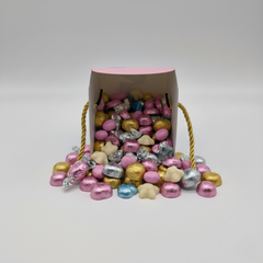 Baby Shower Favor Boxes - 12 pack - Elephant & Floral Designs with Gold Handles - Pink or Blue Gender Reveal Candy Gift Boxes