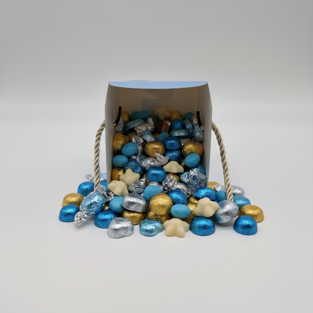 Baby Shower Favor Boxes - 12 pack - Elephant & Floral Designs with Gold Handles - Pink or Blue Gender Reveal Candy Gift Boxes