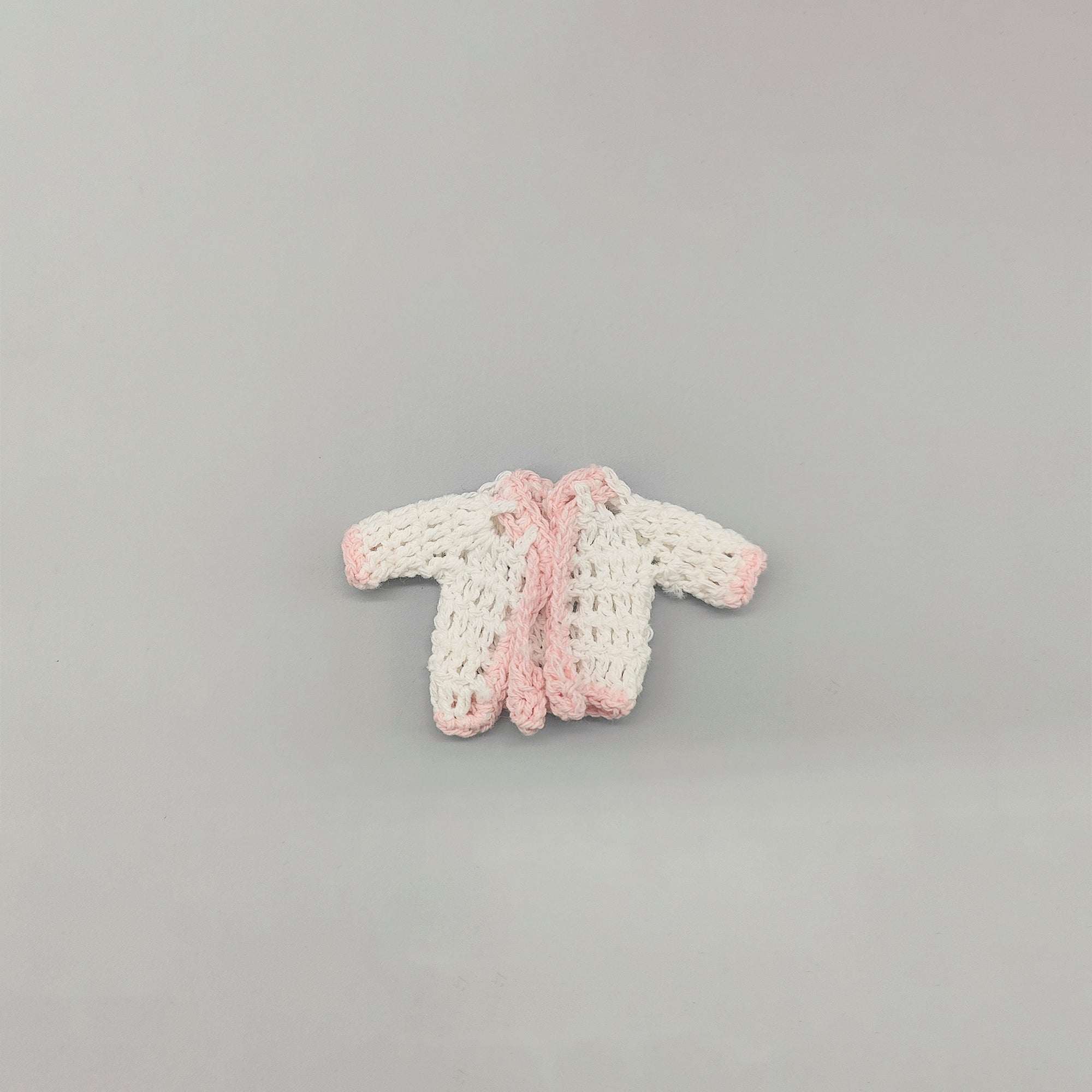 Set of 6 Pink Accent and White Crochet Mini Jackets – Baby Shower & Welcome Favors