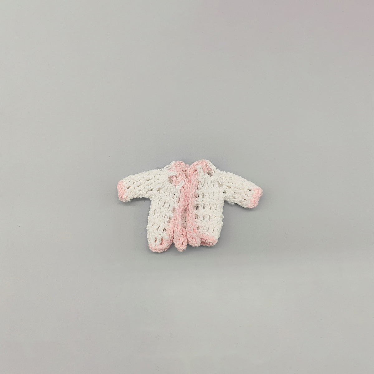 Set of 6 Pink Accent and White Crochet Mini Jackets – Baby Shower & Welcome Favors