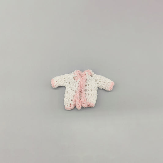 Set of 6 Pink Accent and White Crochet Mini Jackets – Baby Shower & Welcome Favors