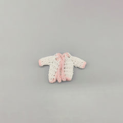 Set of 6 Pink Accent and White Crochet Mini Jackets – Baby Shower & Welcome Favors