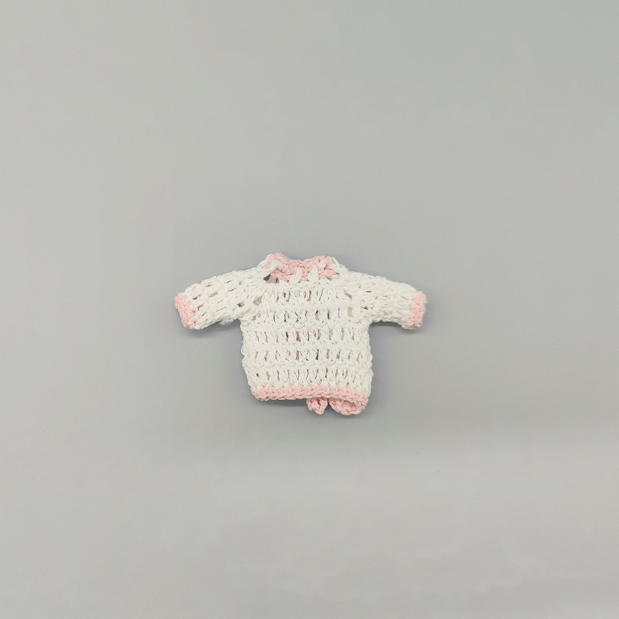 Set of 6 Pink Accent and White Crochet Mini Jackets – Baby Shower & Welcome Favors
